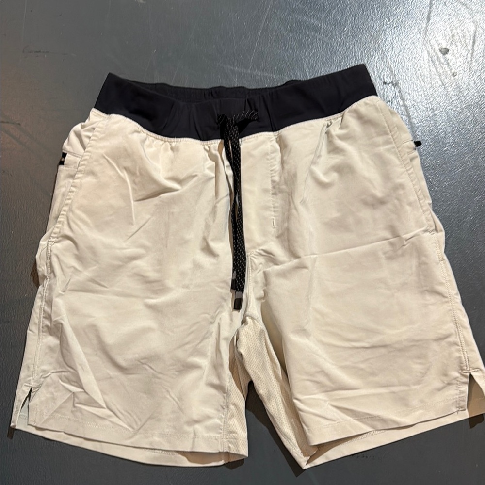 Men's Fabletics Lined Black and Cream Shorts